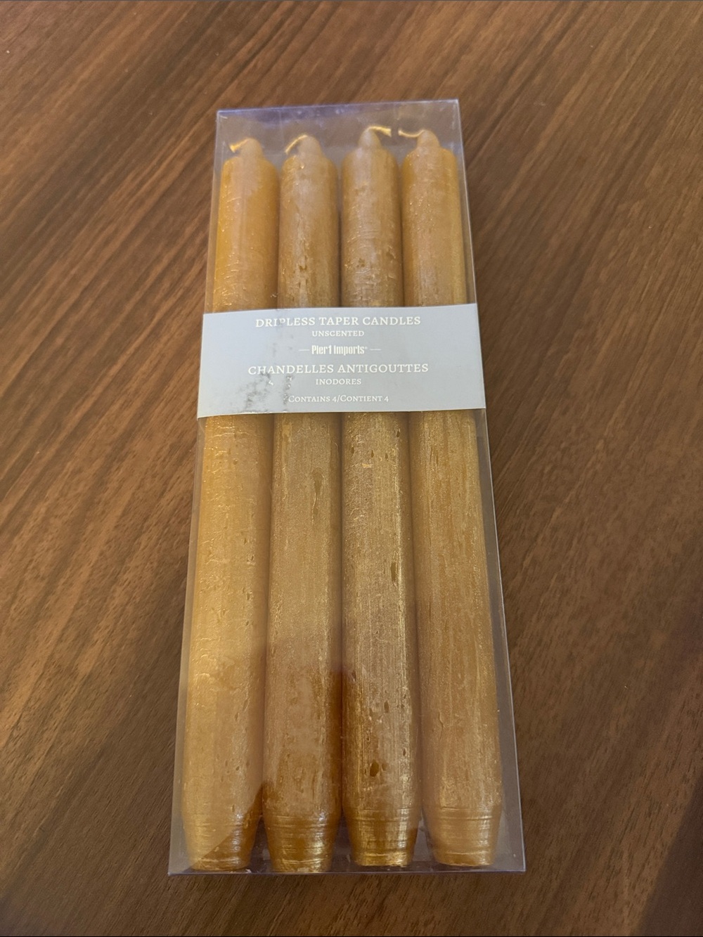 Pier 1 Gold Taper Candles - Set of 4